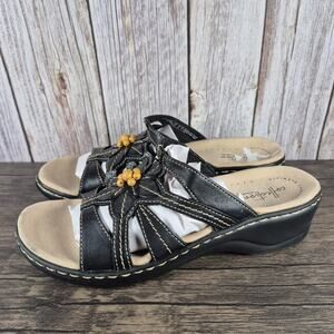 Clarks Lexi Myrtle Slip On Sandals Women's Sz 10 Narrow Black (GUC) (Read Desc)